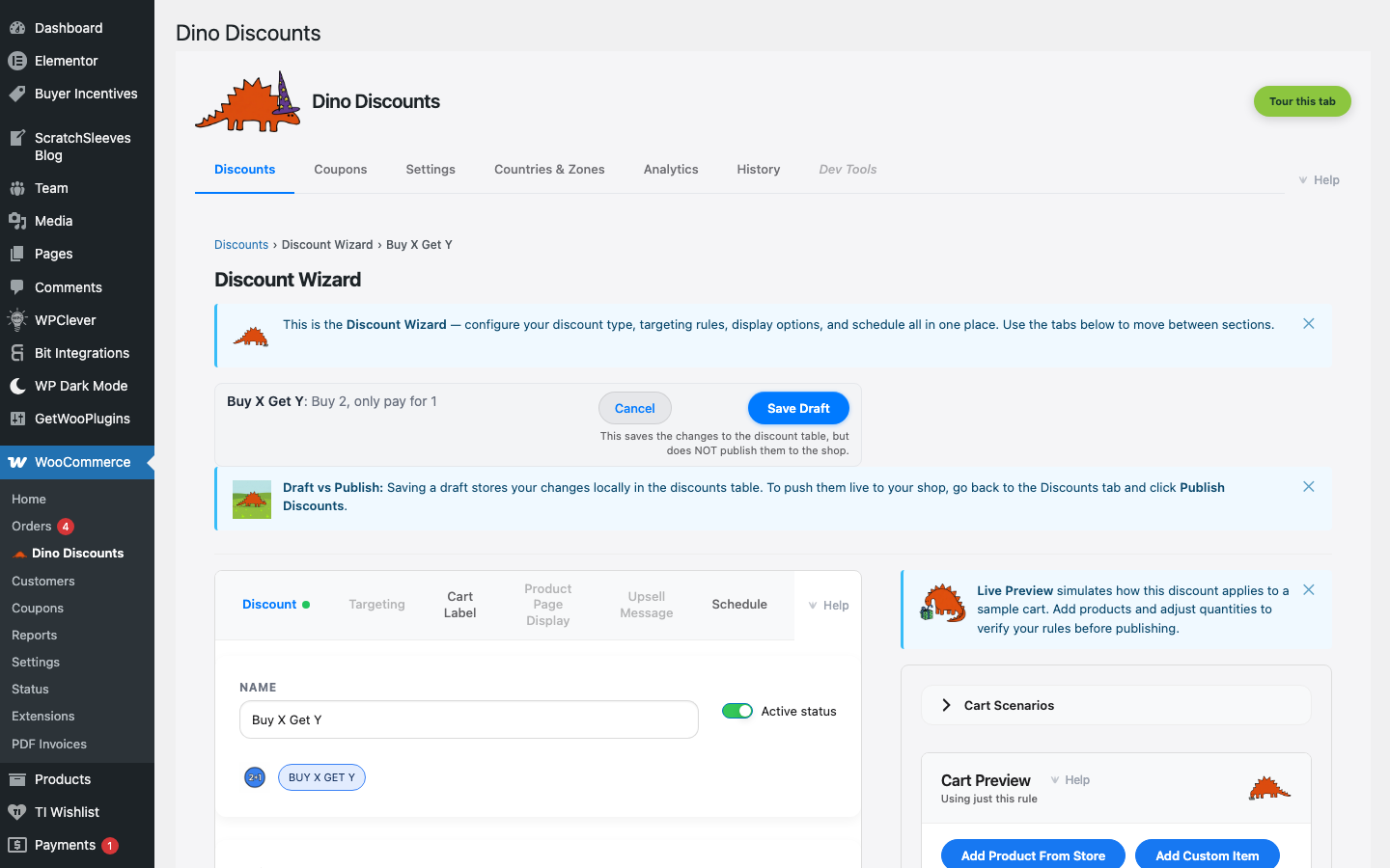Wizard showing Buy X Get Y recipe configured