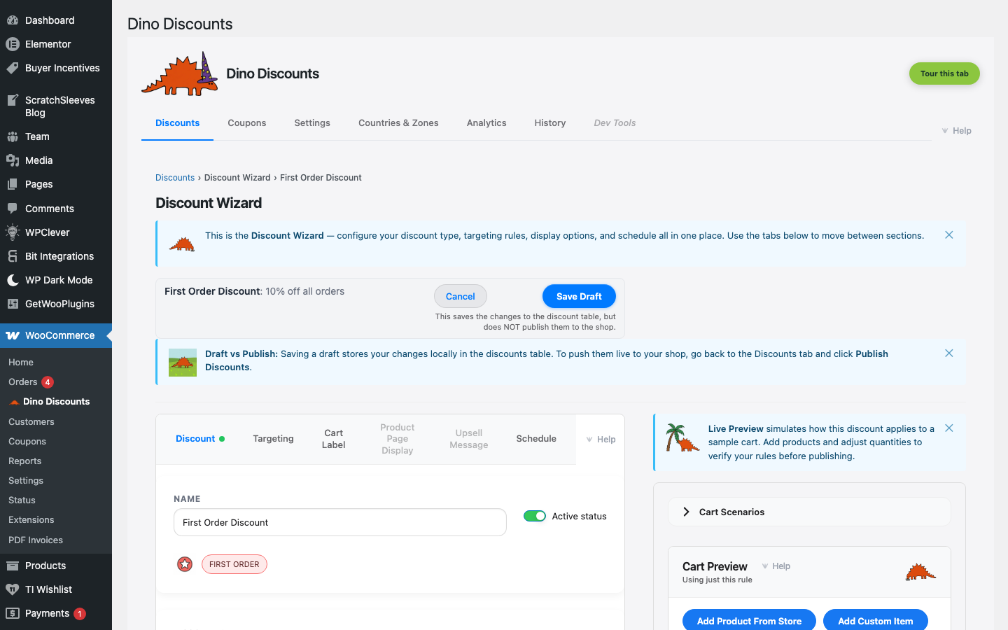Wizard showing First Order recipe configured